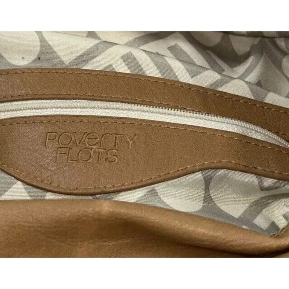 POVERTY FLATS FAUX LEATHER Boho BACKPACK Bag Purse‎ Brown/Yellow Geo Design